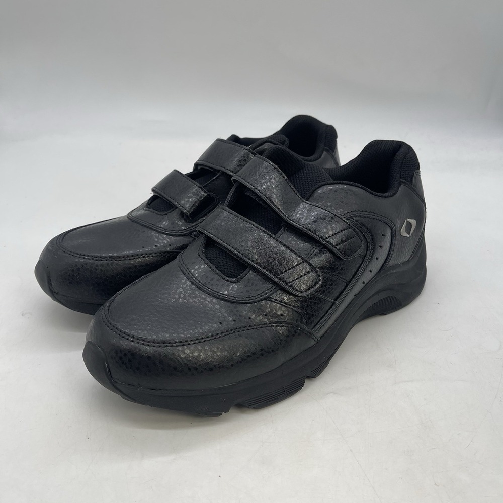 Apex Active Walkers Shoes Mens 10 M Double Strap Comfort Black Leather V950 NEW